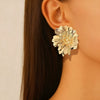 Large Flower Stud Earrings For Women Retro Exaggerated Sequin Design Electroplated Iron Statement Jewelry