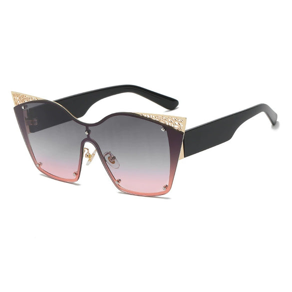 Large Frame Cat Eye Sunglasses For Women And Men Trendy One Piece Street Style