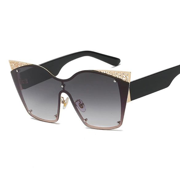 Large Frame Cat Eye Sunglasses For Women And Men Trendy One Piece Street Style