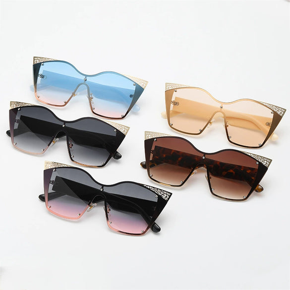 Large Frame Cat Eye Sunglasses For Women And Men Trendy One Piece Street Style
