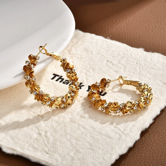 Large Geometric Hoop Earrings In Gold Plated Metal Exaggerated Light Luxury Statement Jewelry For Women