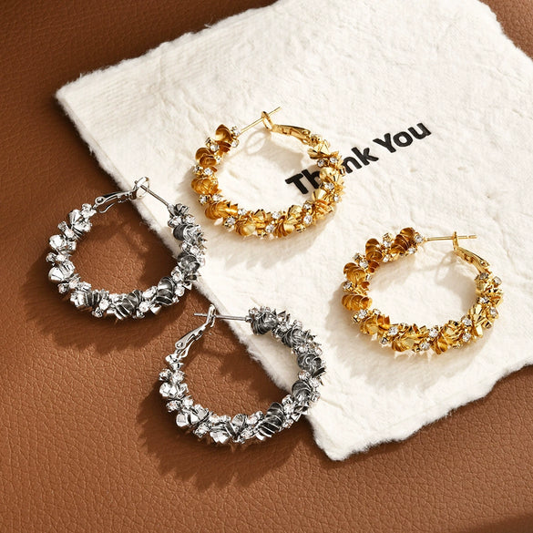 Large Geometric Hoop Earrings In Gold Plated Metal Exaggerated Light Luxury Statement Jewelry For Women