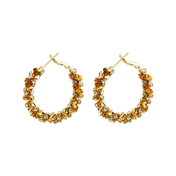 Large Geometric Hoop Earrings In Gold Plated Metal Exaggerated Light Luxury Statement Jewelry For Women