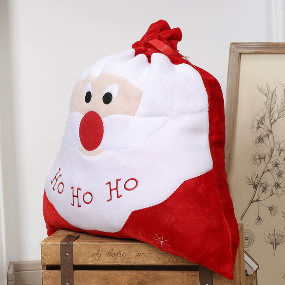 Large Gold Velvet Christmas Candy Gift Bag Cartoon Decorative Backpack For Holiday Gifts Wholesale