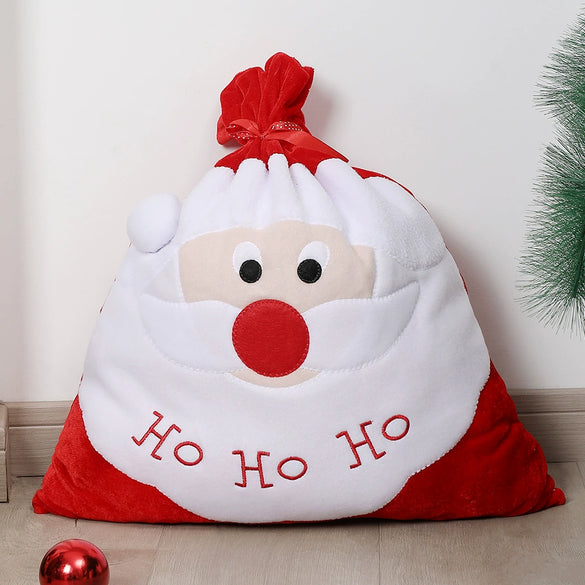 Large Gold Velvet Christmas Candy Gift Bag Cartoon Decorative Backpack For Holiday Gifts Wholesale