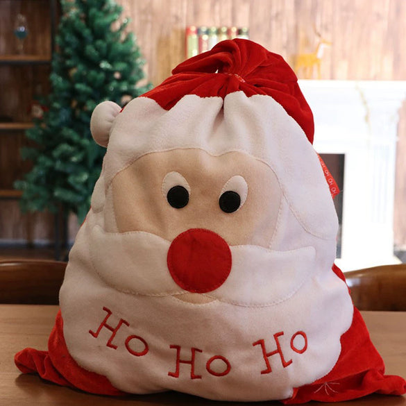 Large Gold Velvet Christmas Candy Gift Bag Cartoon Decorative Backpack For Holiday Gifts Wholesale