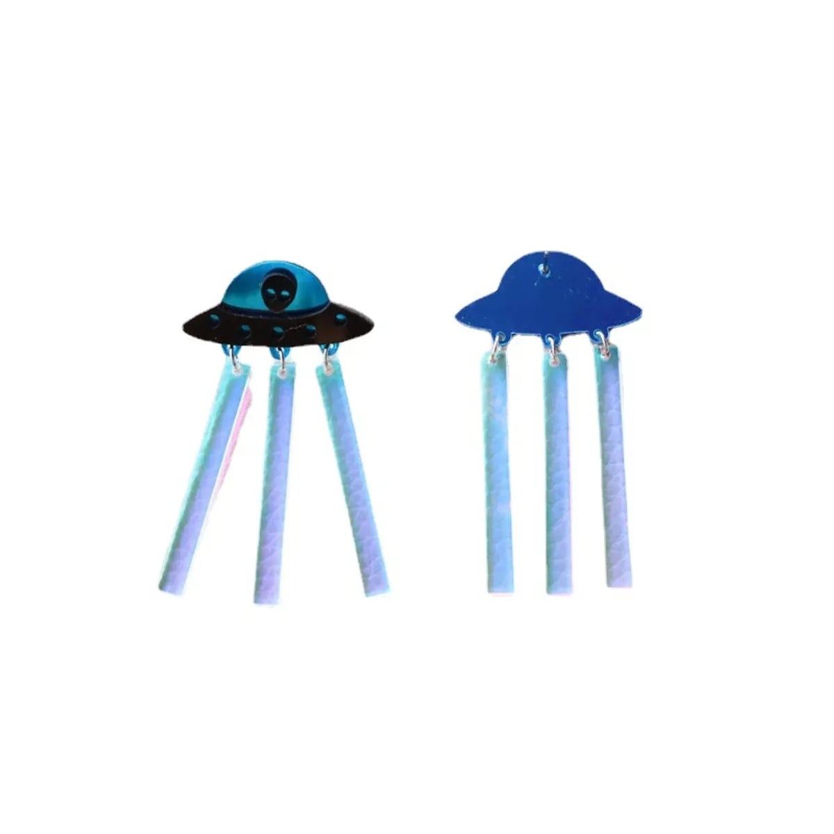 Laser Colorful Ufo Earrings Funny Spaceship Creative Acrylic Earrings Wholesale