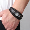 Leather And Alloy Men's Bracelets With Geometric Pattern And Electroplating Technique