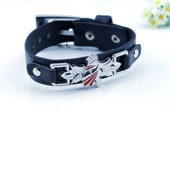 Leather And Metal Anime Bracelet With Literary And Geometric Style Electroplated