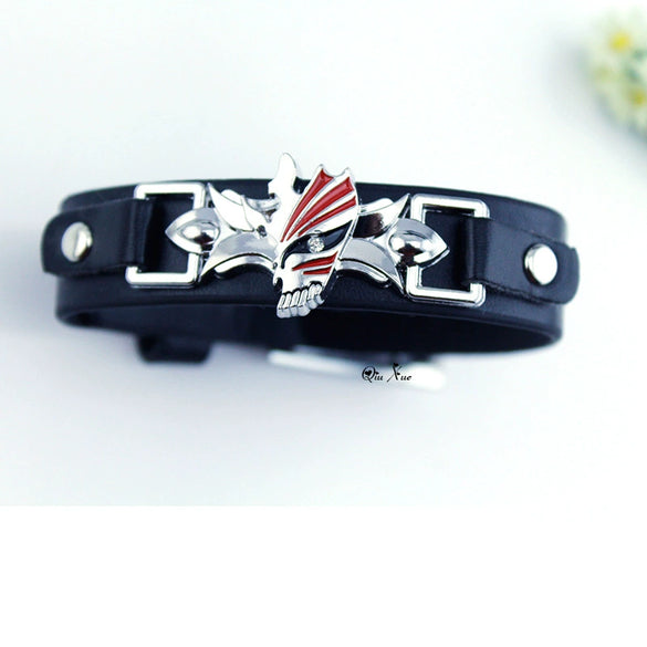 Leather And Metal Anime Bracelet With Literary And Geometric Style Electroplated