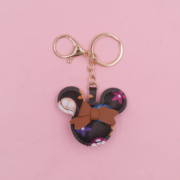 Leather And Plush Keychain Cute Design For Car Phone And Headset