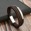 Leather And Stainless Steel Handwoven Magnetic Bracelets For Men Geometric Electroplated Jewelry