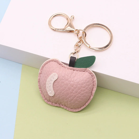 Leather Apple Shape Key Chain Pendant Accessories Modern Simplicity Style