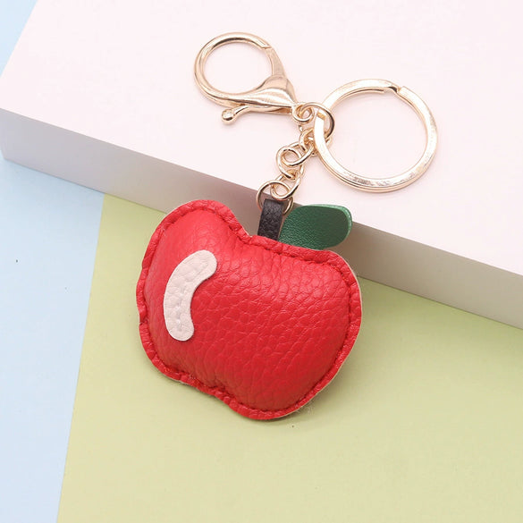 Leather Apple Shape Key Chain Pendant Accessories Modern Simplicity Style
