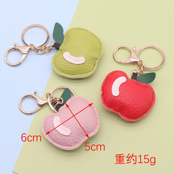 Leather Apple Shape Key Chain Pendant Accessories Modern Simplicity Style