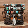 Leather Bracelet Alloy Hand Knitted Geometric Vintage Style