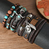 Leather Bracelet Alloy Hand Knitted Geometric Vintage Style