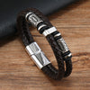 Leather Bracelet Business Geometric Style Handwoven Magnetic Buckle Men's