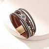 Leather Bracelet Diamondencrusted Devil's Eye Electroplated Metal