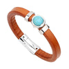 Leather Bracelet Geometric Cartoon Style Electroplating Cowhide Turquoise Black Onyx Tiger Eye Metal Magnetic Buckle