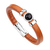 Leather Bracelet Geometric Cartoon Style Electroplating Cowhide Turquoise Black Onyx Tiger Eye Metal Magnetic Buckle