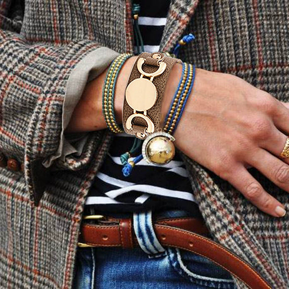 Leather Bracelet Metal Electroplated Fashion Geometric Ladies