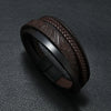 Leather Bracelet Retro Style Striped Printed Handmade Punk Magnet Buckle