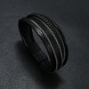 Leather Bracelet Retro Style Striped Printed Handmade Punk Magnet Buckle
