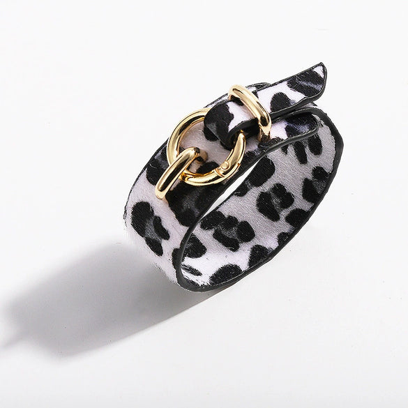 Leather Bracelet Snakeskin Leopard Fleece Imitation Leather Round Pattern For Women Fashion Style