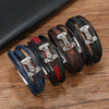 Leather Bracelet Stainless Steel Genuine Leather Woven Handmade Punk Geometric Men's Jewelry