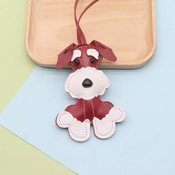 Leather Cartoon Animal Shape Keychain Pendant Decorative Gift