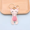 Leather Cartoon Kawaii Kitten Heart Keychain Bag Pendant