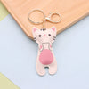 Leather Cartoon Kawaii Kitten Heart Keychain Bag Pendant