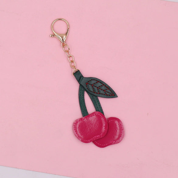 Leather Cherry Keychain Creative Cute Mobile Phone Headset Pendant Small Gift
