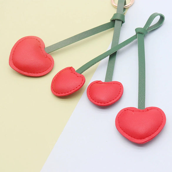 Leather Cherry Keychain Pendant Bag Pendant Simple Pastoral Style