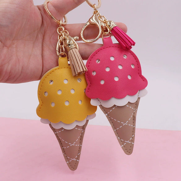 Leather Cotton Ice Cream Keychain