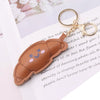 Leather Croissant Food Style Jewelry Keychain