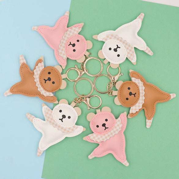 Leather Dancing Ballet Bear Keychain Women's Bag Pendant Accessories