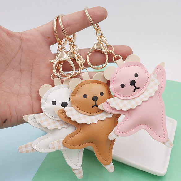 Leather Dancing Ballet Bear Keychain Women's Bag Pendant Accessories