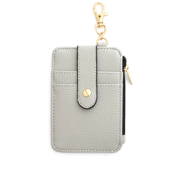 Leather Folded Vertical Zipper Card Bag Solid Color Urban Simplicity Style