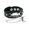 Leather Geometric Pattern Hand Strap Bracelet With Diamond Design