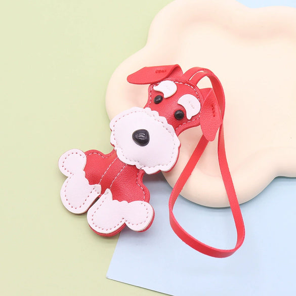 Leather Hand Rope Bag Hanging Car Keychain Pendant Cartoon Animal Shape Decorative Gift