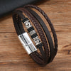 Leather Handmade Beaded Woven Bracelet With Dragon Pattern And Alloy Magnetic Buckle For Men