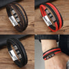 Leather Handmade Beaded Woven Bracelet With Dragon Pattern And Alloy Magnetic Buckle For Men