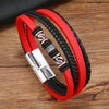 Leather Handmade Beaded Woven Bracelet With Dragon Pattern And Alloy Magnetic Buckle For Men