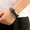 Leather Handwoven Bracelets Alloy Electroplated Geometric Buckle Jewelry For Men