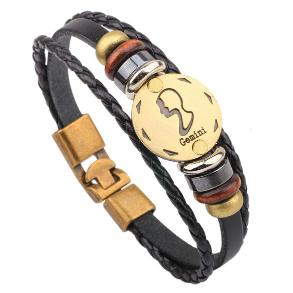 Leather Handwoven Constellation Hiphop Unisex Bracelet