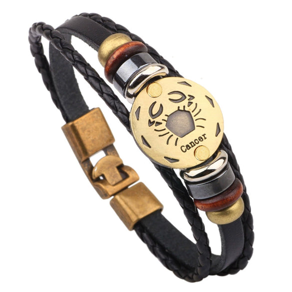Leather Handwoven Constellation Hiphop Unisex Bracelet