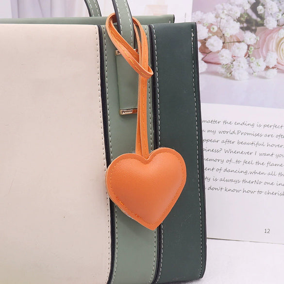 Leather Heart Hand Rope Bag Pendant Car Keychain Clothing Accessories For Couple's Backpack Hanging Modern Simplicity Style