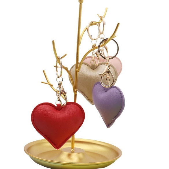 Leather Heart Keychain For Ladies Fashion Luggage And Car Interior Pendant Factory Wholesale